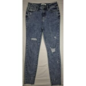 Judy Blue women's slim fit destressed jeans fray edges on cuffs  sz 5/27